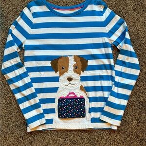 Mini Boden Lift the Flap Long Sleeve Shirt with Dog, girls and boys age 9-10